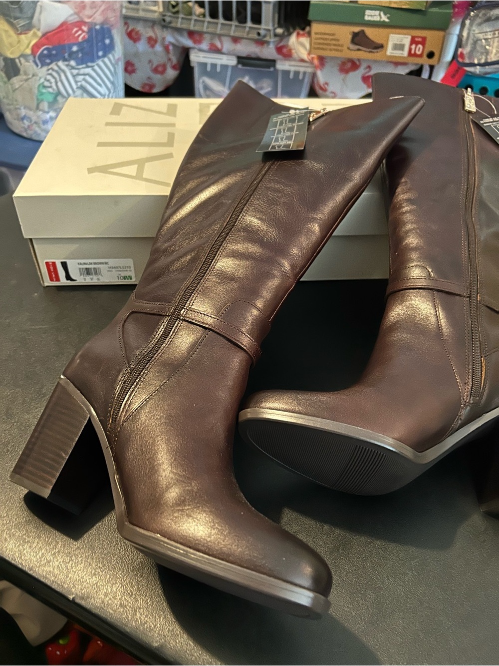 Naturalizer Women's size wide calf wide width Brown Knee-High Block Heel Boot
